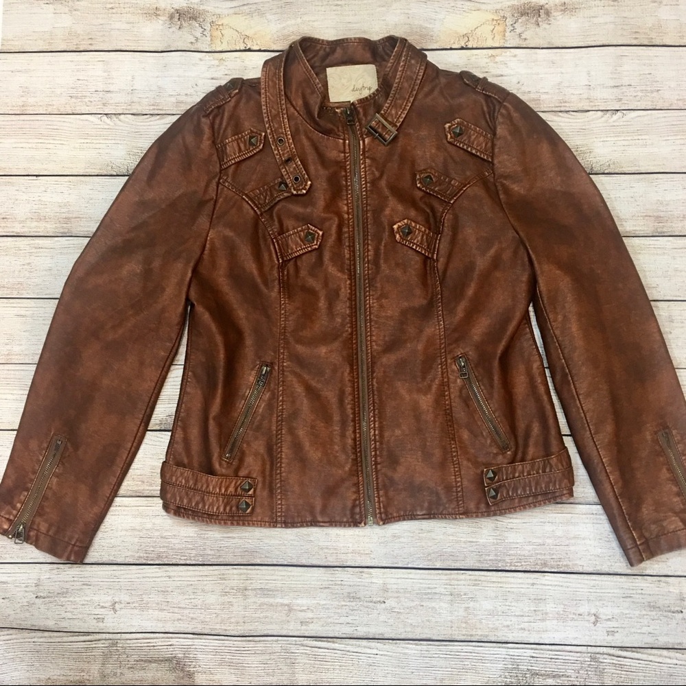 NWOT Daytrip faux leather copper jacket!